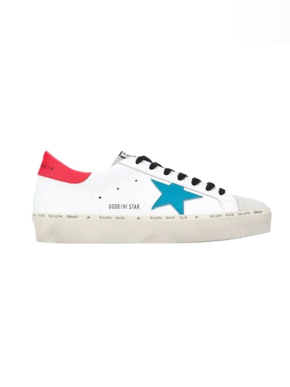 Golden Goose Hi Star White Blue Red Platform Sneaker Men’s size 44 US 11